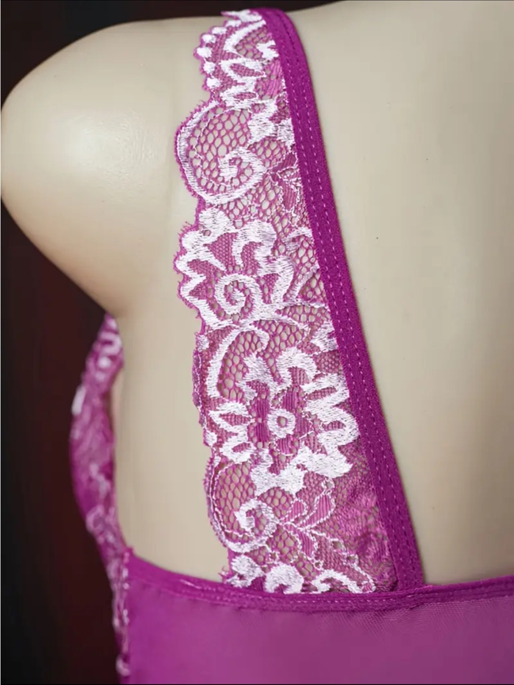 Magenta & White Floral, Elegant, Lingerie Slip - Picture 5 of 8